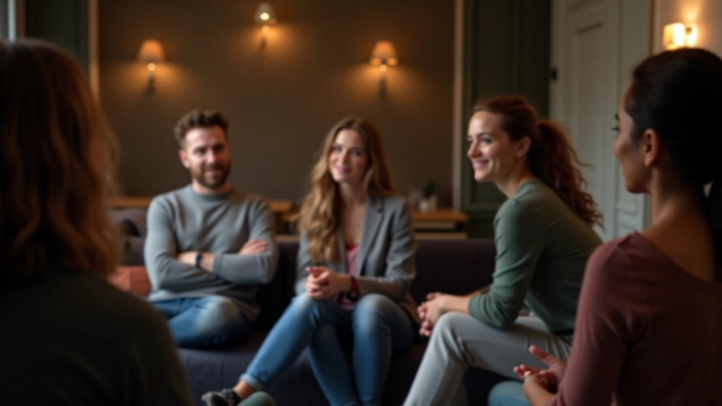 Groep mensen in cirkel zittend, luisterend en attentief, diverse leeftijden, warme sfeer
