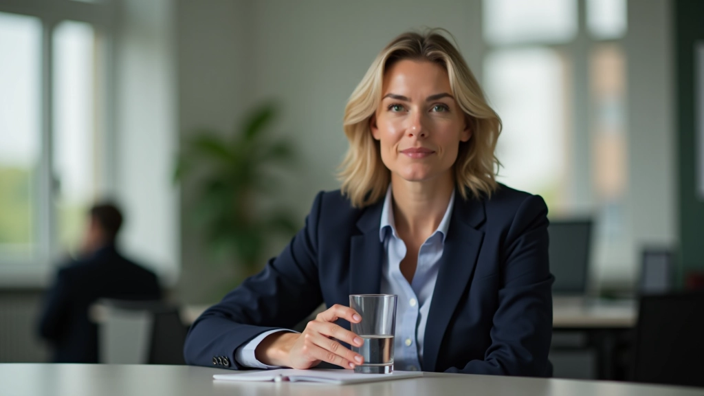 Persoon drinkt water in rustige omgeving, fris moment voor spreken